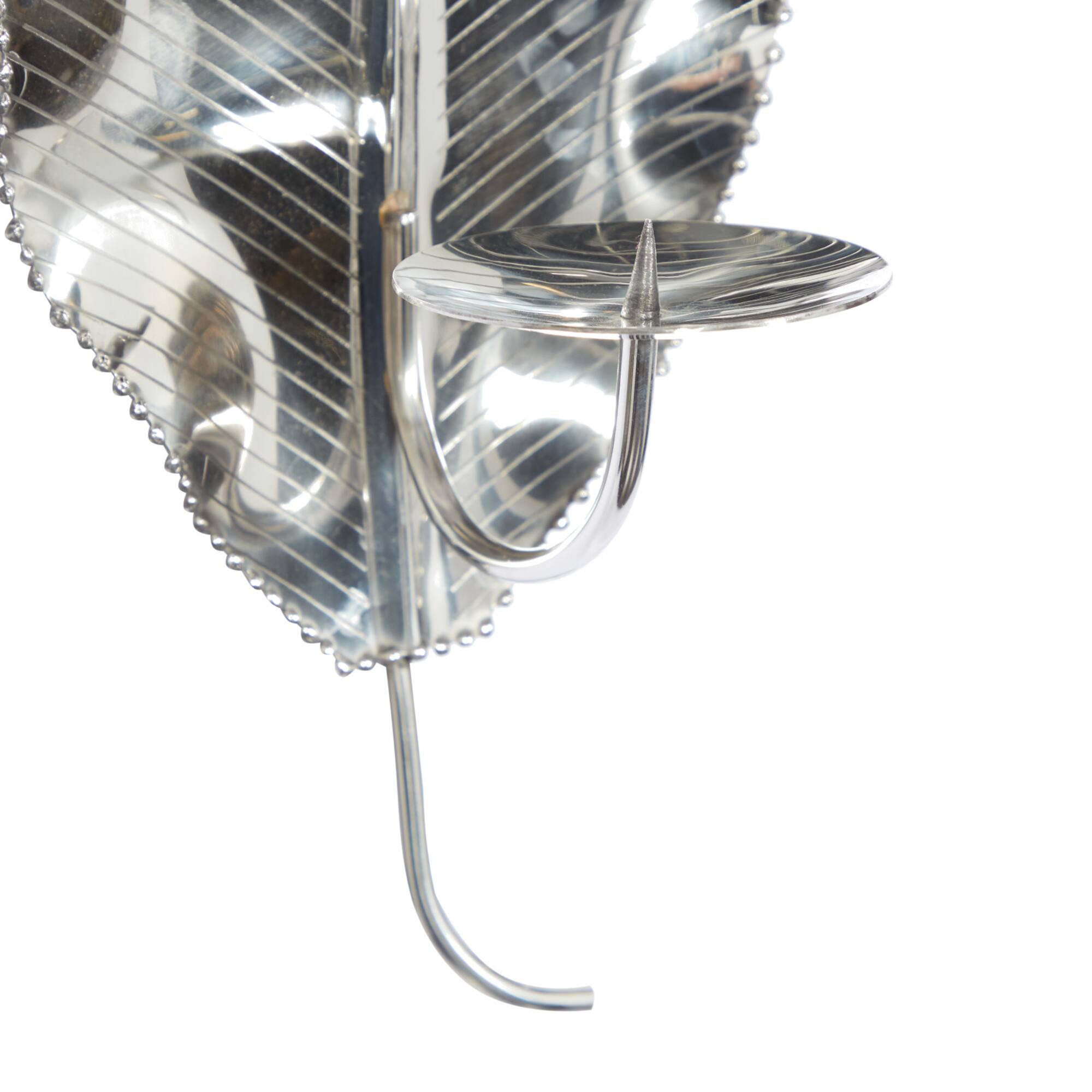 Silver Stainless Steel Candlestick Holders, 16" x 8" x 6"